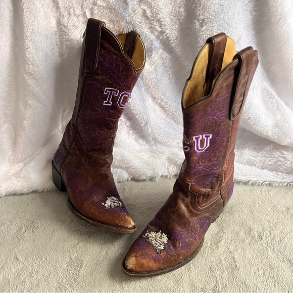Gameday Boots Shoes - Gameday Boots Texas Christian University TCU Horned Frogs Western Boots Brass